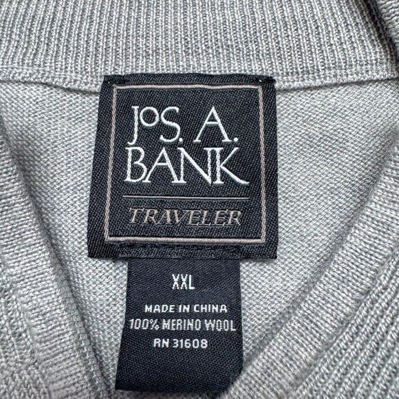 Jos A Bank Sweater Mens XXL Gray Wool Business Casual Outdoor Office Preppy Camp - Picture 8 of 12